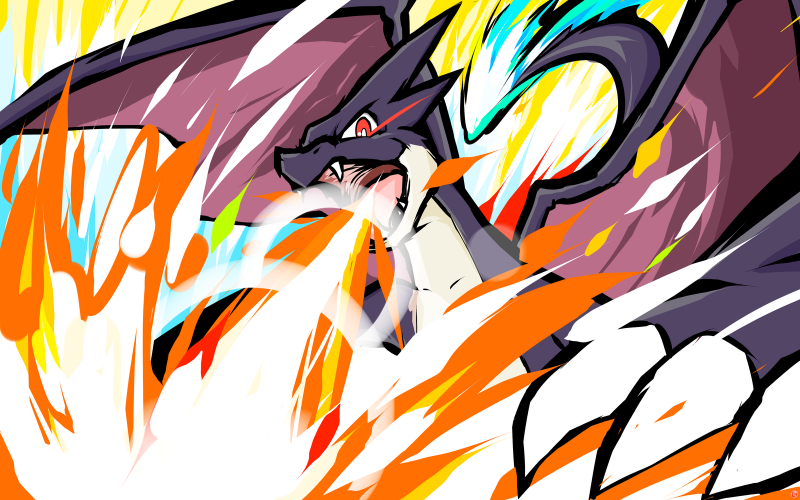 ilustrace,anime,Pok mon,Charizard,ishmam,Mega Charizard Y