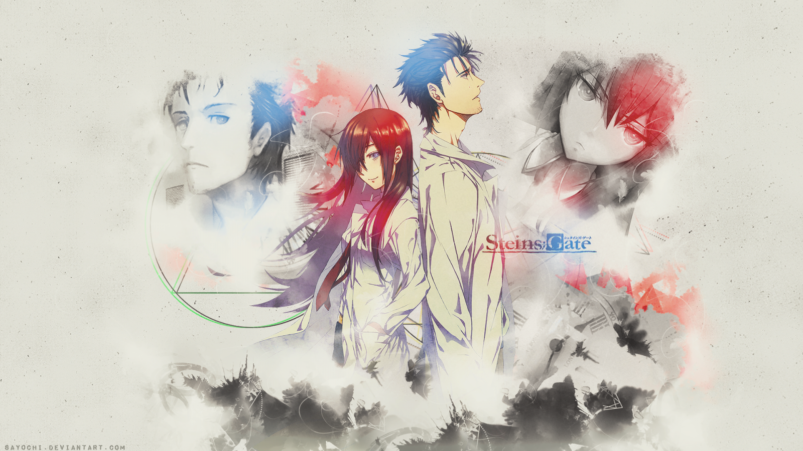 tegning, illustration, anime, Makise Kurisu, Steins Gate, Okabe Rintarou, KUNST, skitse, 1920x1080 px, moderne kunst, akvarel