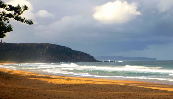 sea, bay, shore, sand, sky, clouds