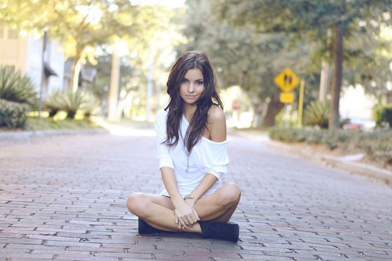 ženy venku, ženy, model, ulice, městský, bílý