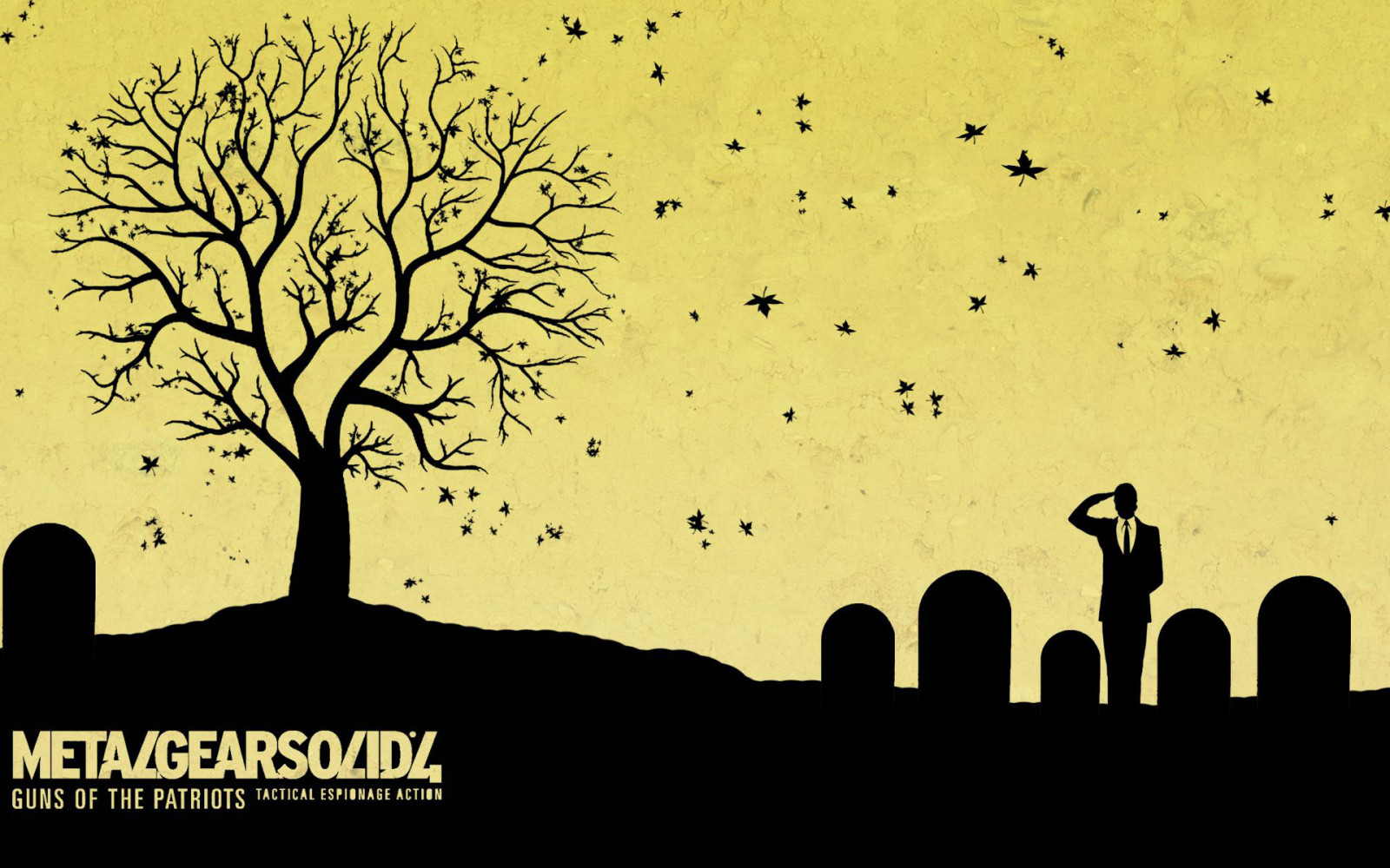 ilustrace, silueta, ráno, Konami, Solid Snake, font, Metal Gear Solid 4 zbraně vlastenců