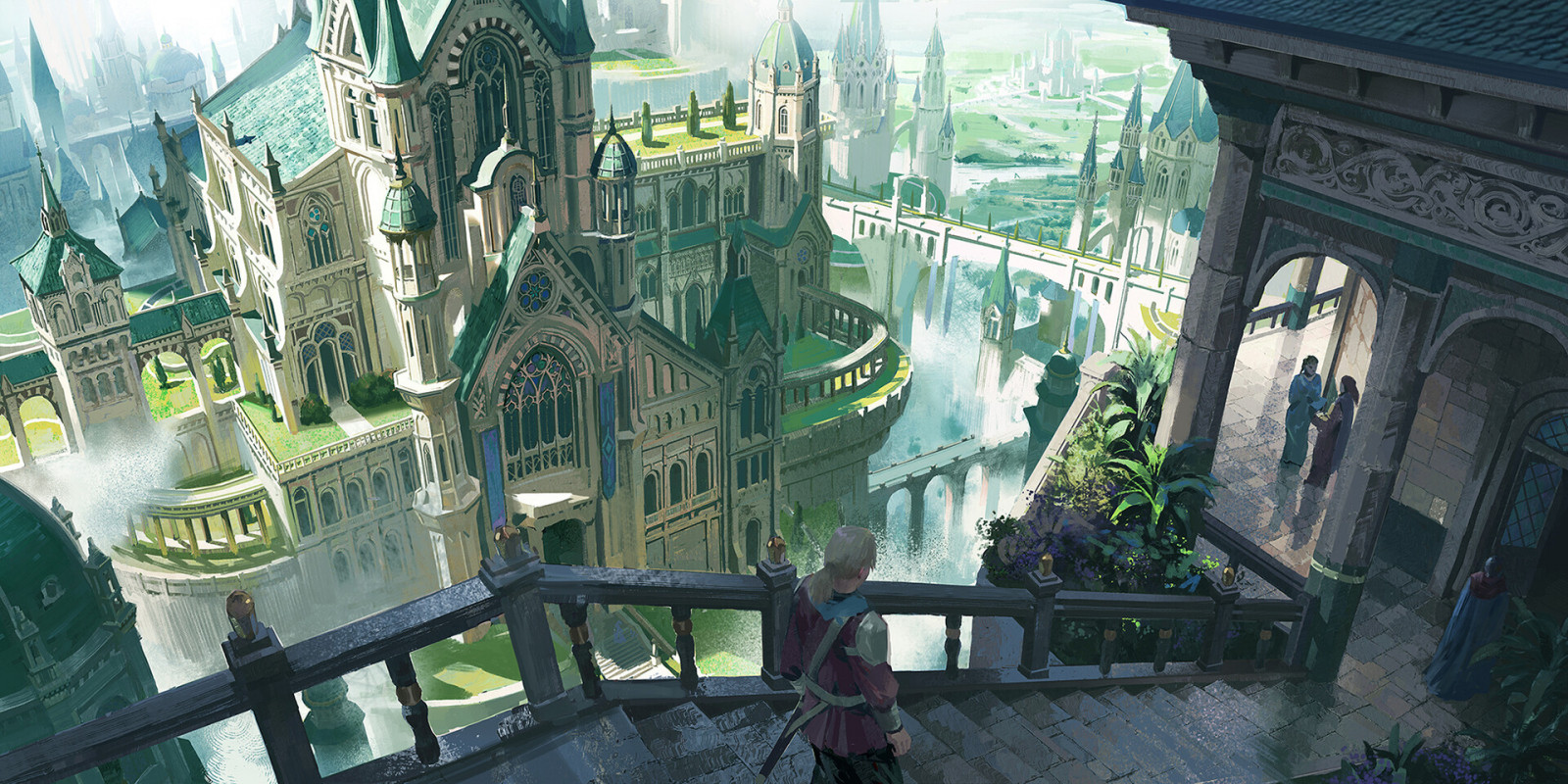 Wallpaper : artwork, fantasy art, fantasy city 1920x960 ...