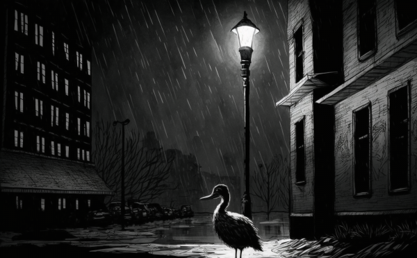 duck noir,duck,noir,lamp post