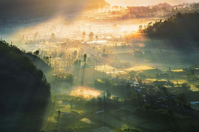 slunečnímu záření, stromy, krajina, západ slunce, panoráma města, Příroda slunečnímu záření, stromy, krajina, západ slunce, panoráma města, Příroda