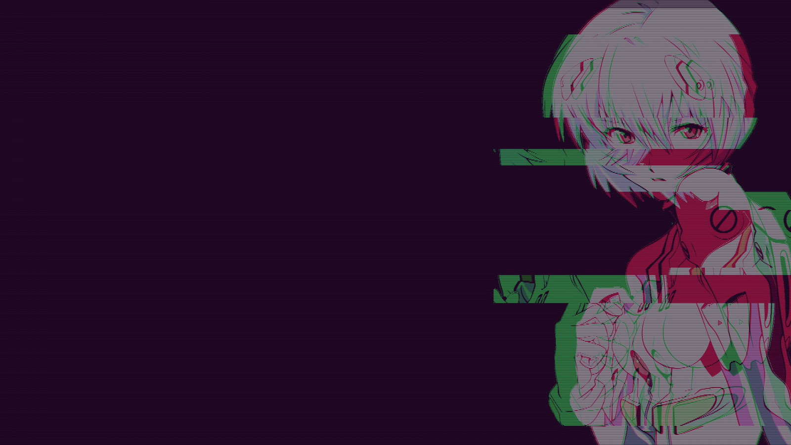 ilustrace, digitální umění, Neon Genesis Evangelion, Ayanami Rei, glitch art, text, kreslená pohádka, vaporwave, ruka, Snímek obrazovky, orgán