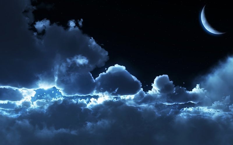 sunlight, night, sky, clouds, Moon, stars sunlight, night, sky, clouds, Moon, stars