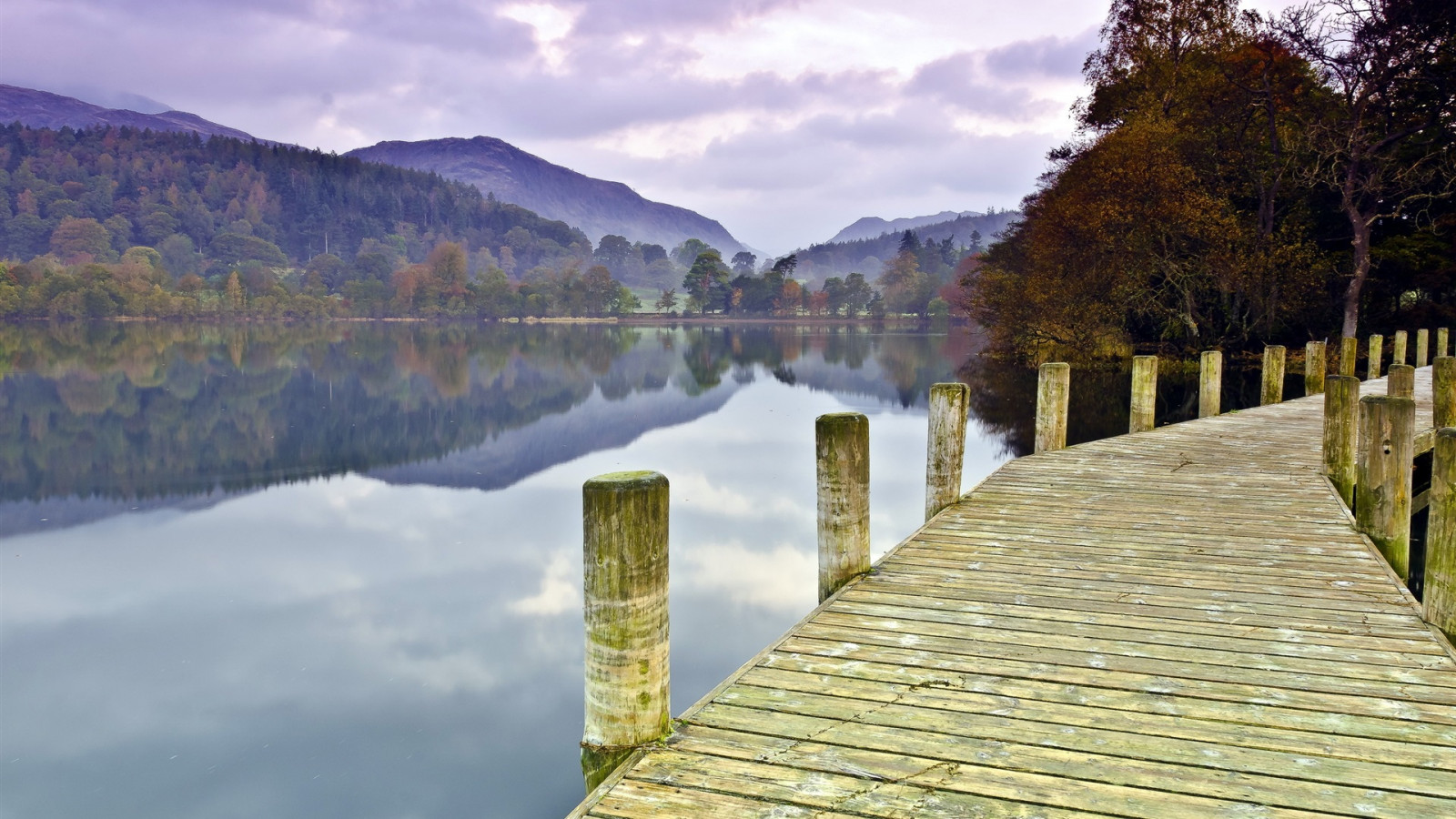 järvi, silta, Hills, metsä, pilviä, luonto, heijastus, maisema