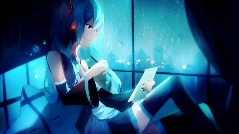 anime, modrý, Vocaloid, Hatsune Miku, Pod vodou, světlo anime, modrý, Vocaloid, Hatsune Miku, Pod vodou, světlo
