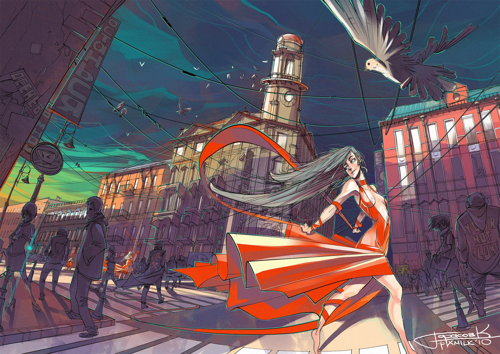 ilustrace, anime, nástěnná malba, UMĚNÍ, Snímek obrazovky