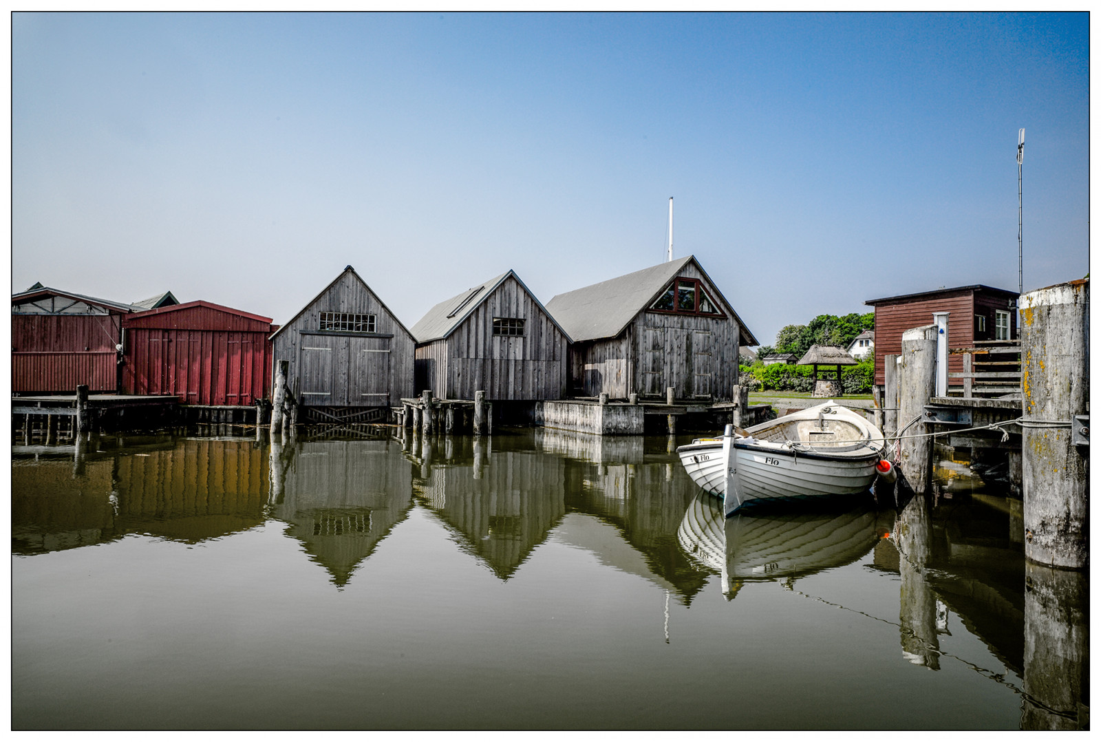 riflessione, casa, bacino, Leica, M, M240, Meclemburgo-Pomerania Anteriore, casa, Ahrenshoop, avvio, corso d'acqua, Hafen, Fischerboot, DARS, Althagen