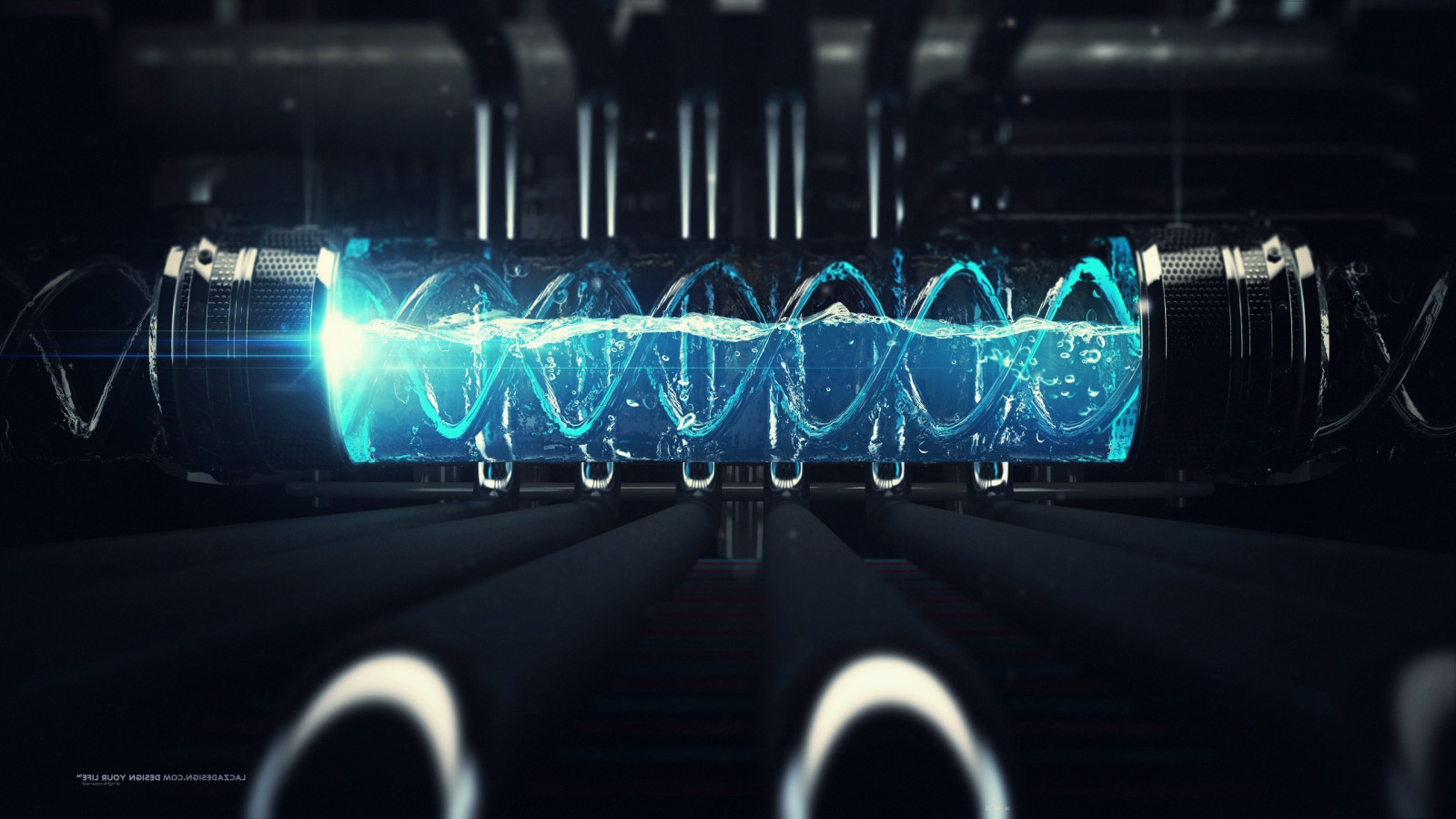 digitální umění, vozidlo, kapalina, stroj, trubky, Lacza, světlo, fáze, 2560x1440 px