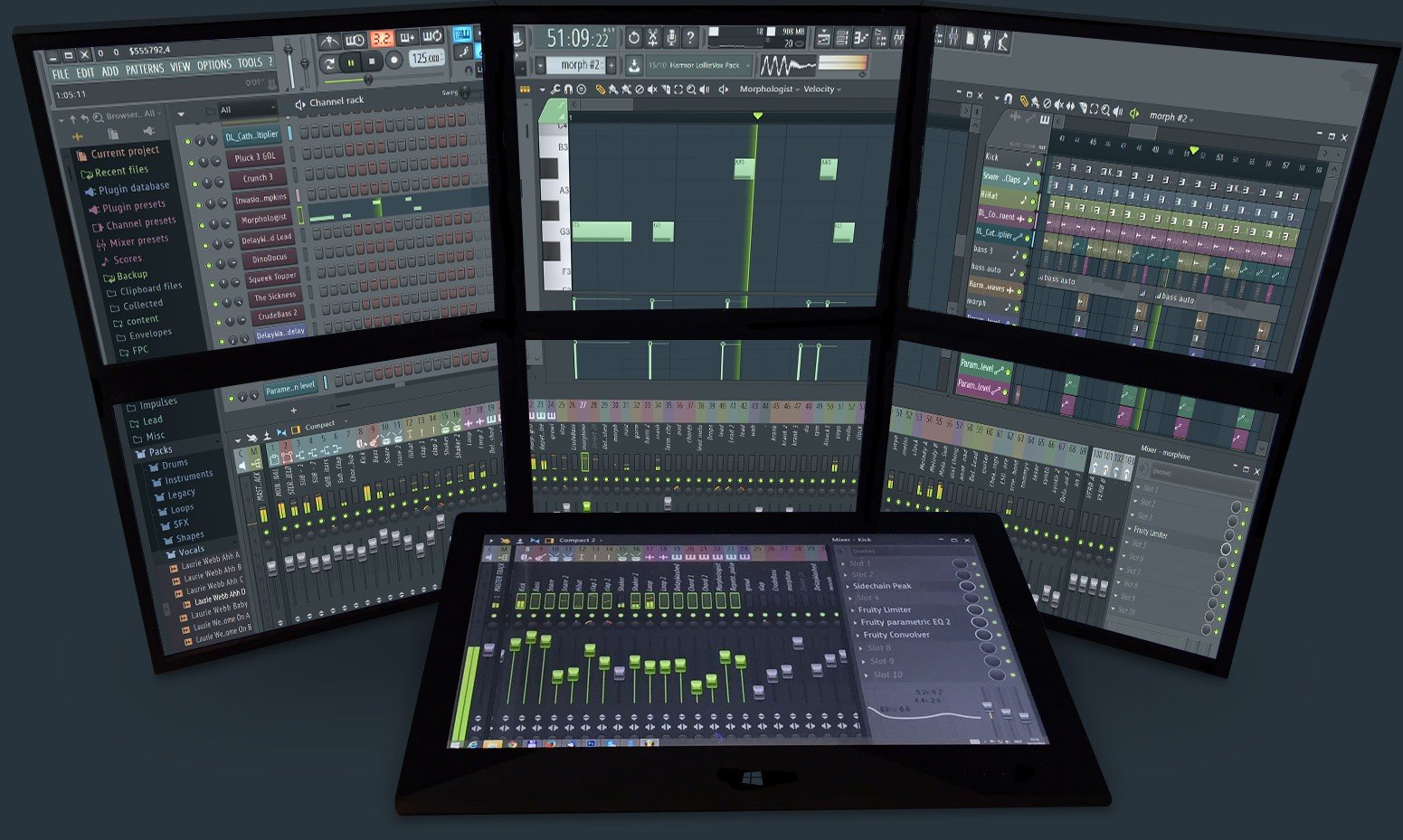 Fondos de pantalla : 1551x929 px, Estudio Fruity Loops, Pantalla triple ...