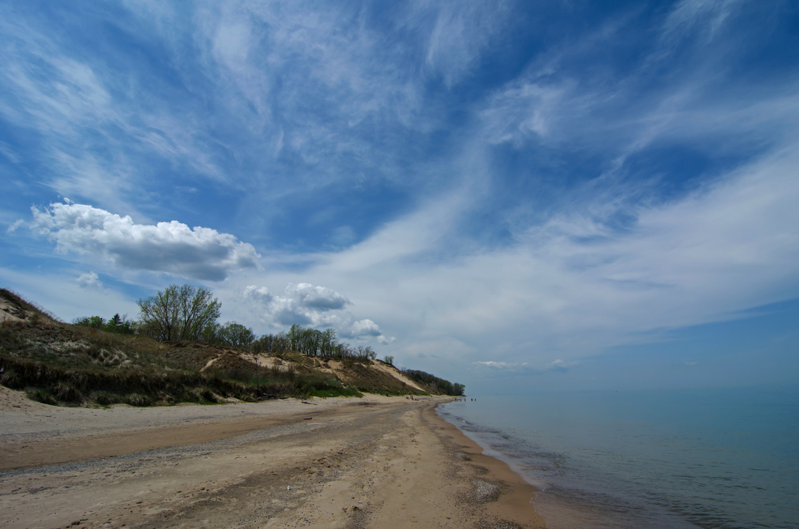 cielo, lago, spiaggia, nuvole, duna, Indiana, lago Michigan, GreatLake, Indianadunesnationallakeshore, Centralbeach