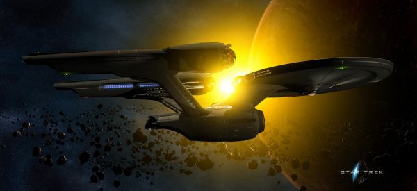 asteroid,planet,Sun,4797x2200 px,spaceship,Star Trek