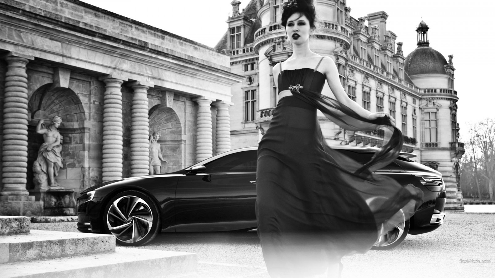 výkres, ženy, černobílý, auto, koncepčních vozů, vozidlo, Citroen Numero 9, fotografie, superauto, Černý a bílý, monochromatické fotografování, focení, automobilového designu, automobil make