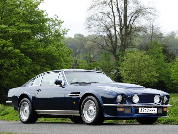 side view, car, vehicle, blue, sports car, Aston Martin