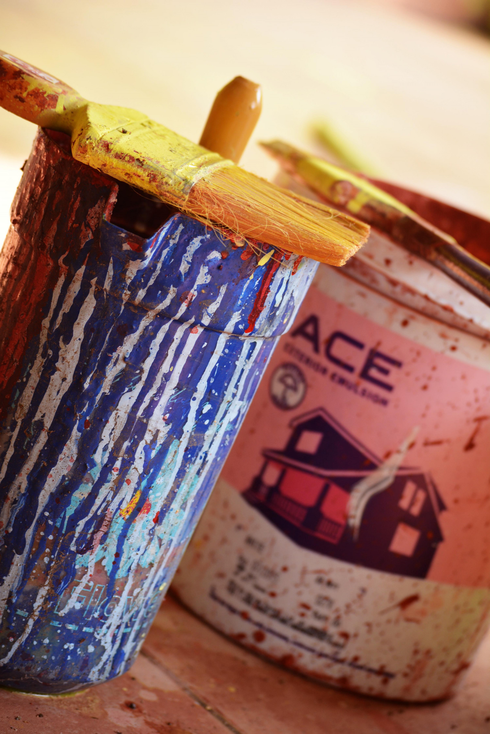 malování, štětce, plechovka barvy, olejomalba, barva, tvar, příchuť