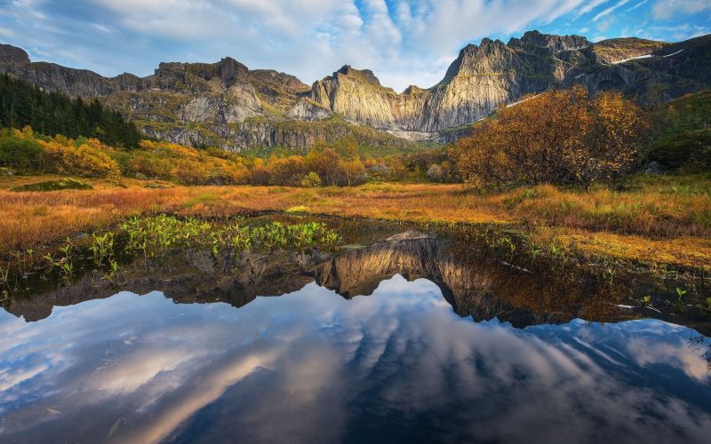 krajina, kopec, jezero, voda, Příroda, odraz krajina, kopec, jezero, voda, Příroda, odraz
