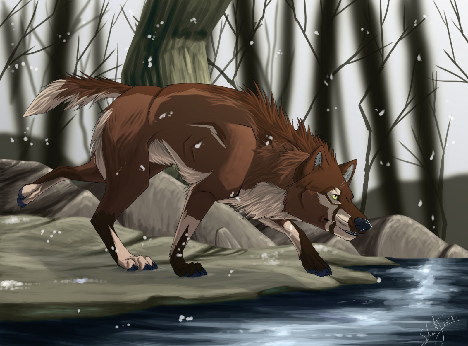 ilustrace, zvěř, anime, umělecká díla, vlk, mytologie, Snímek obrazovky