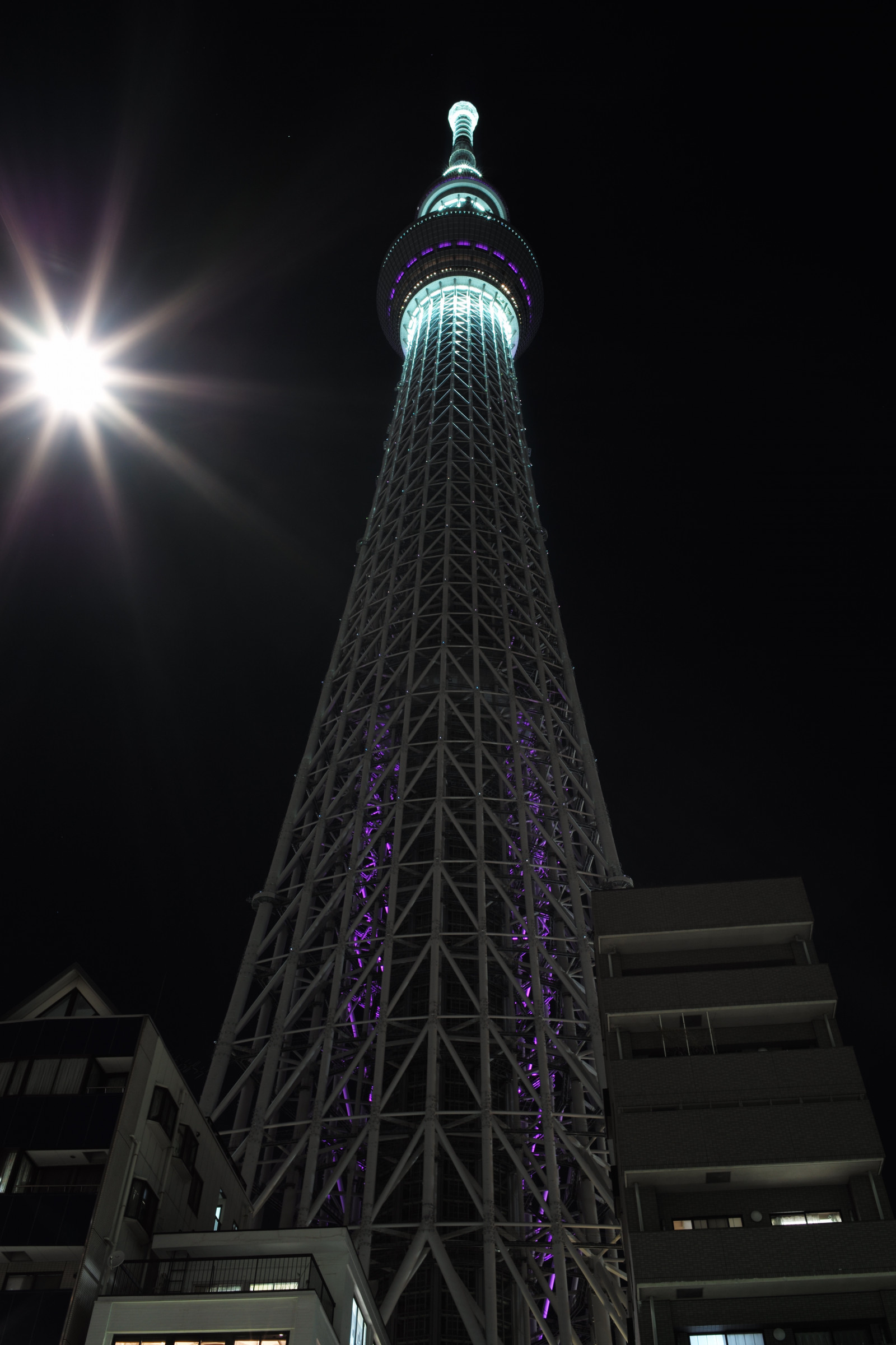 noc, symetrie, mrakodrap, věž, Leica, metropole, Tokio, M, Skytree, světlo, osvětlení, tvar, tma, mezník, Tokyo Sky Tree, typ240, ELMARIT, fuyumiyabi, elmarit12828, 44ko44or44oe44oq44o8coodia