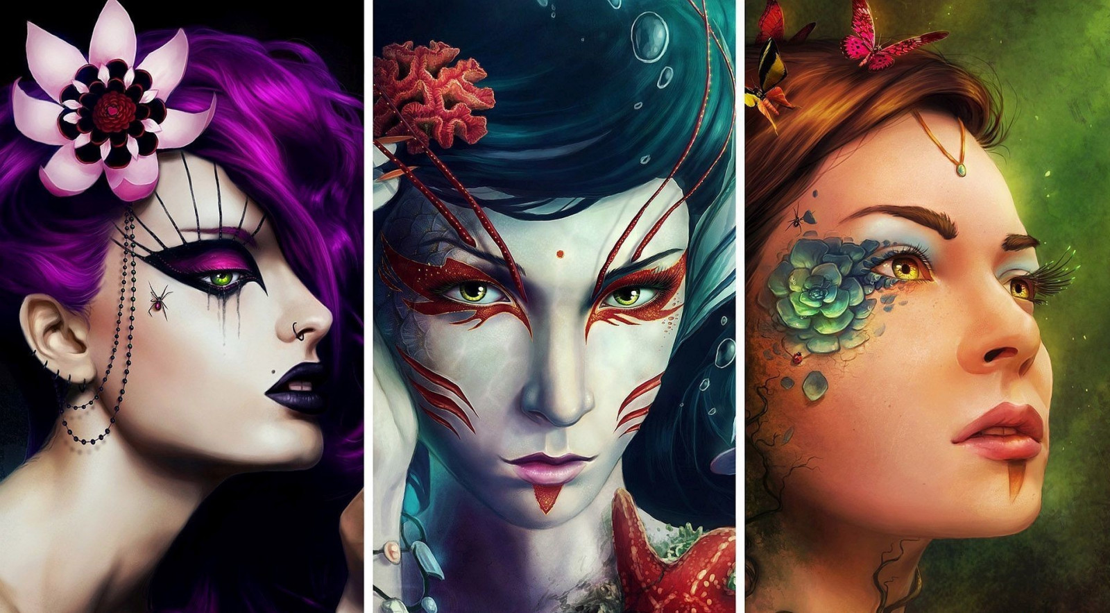 tvár, ilustrácie, ženy, fantasy umenie, umelecké diela, farba, krása, žena