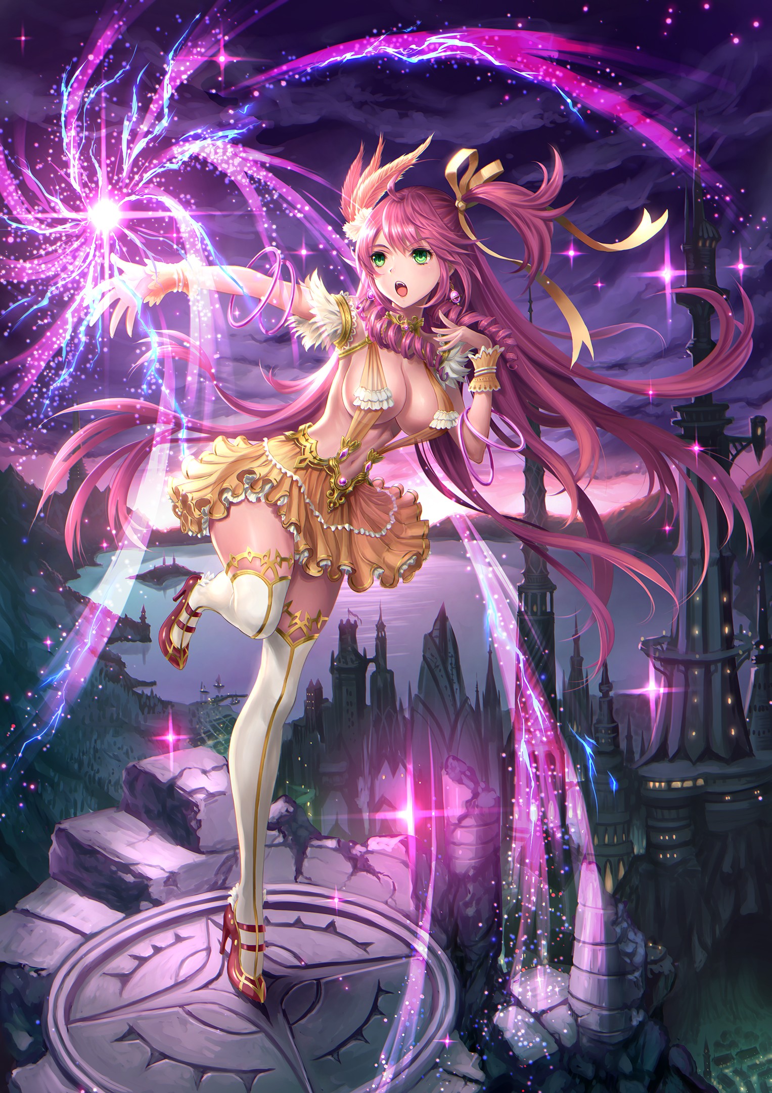 illustration, anime, Anime piger, spaltning, ingen bh, hæle, mytologi, skærmbillede, fiktiv karakter