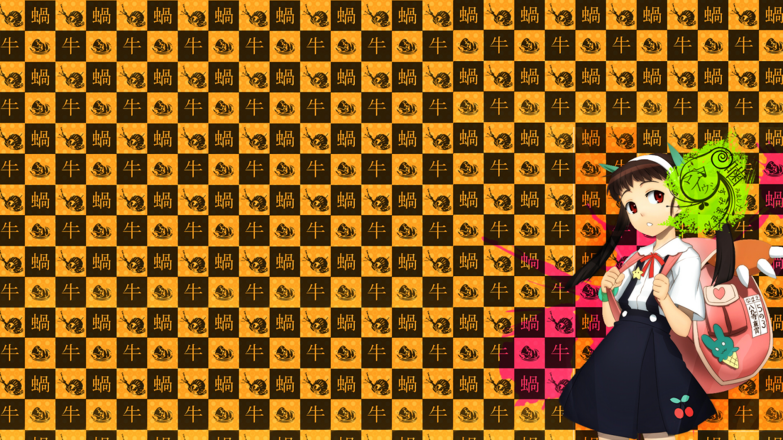 Wallpaper : illustration, Monogatari Series, pattern, Hachikuji Mayoi ...