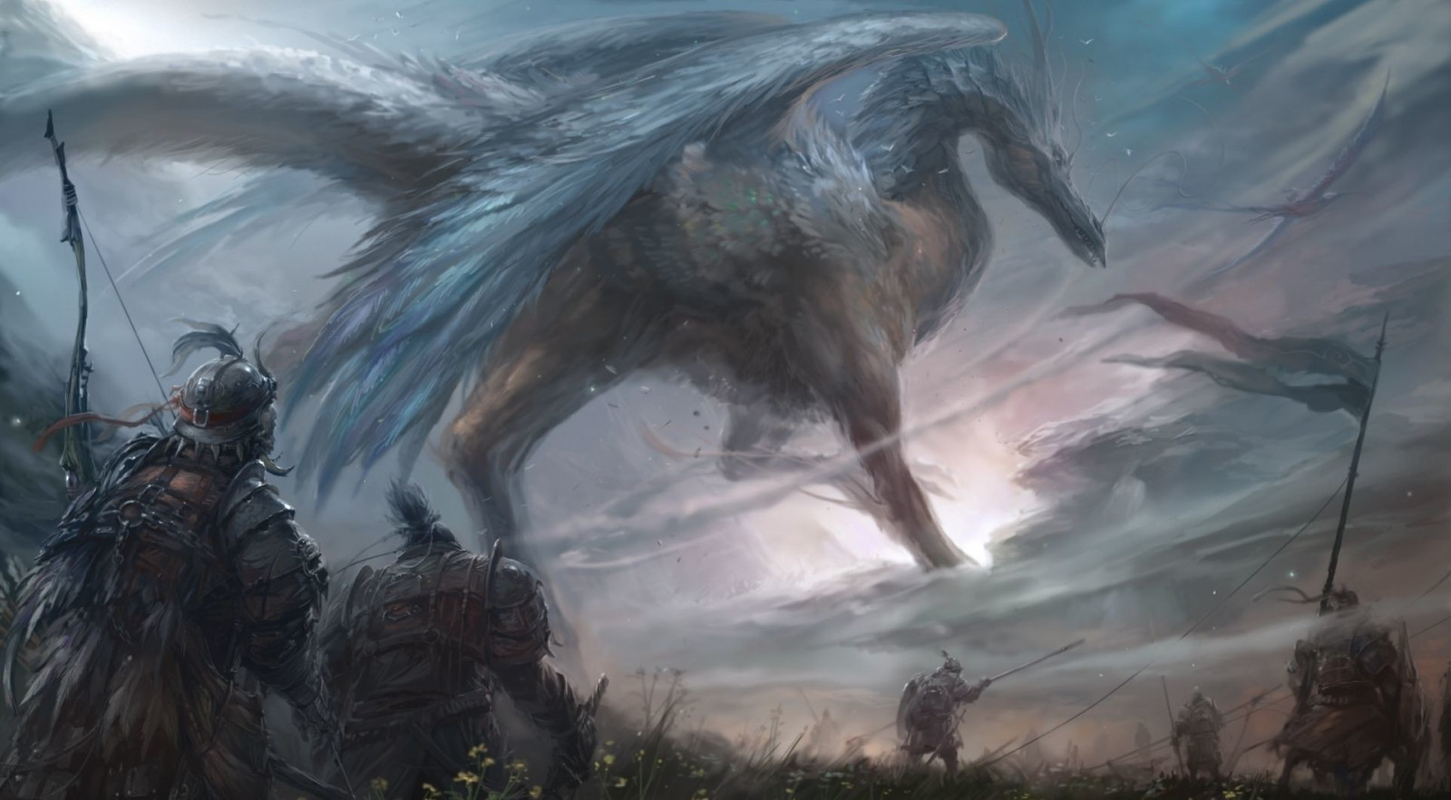 fantasy umění, anime, umělecká díla, mytologie, skica, Snímek obrazovky, počítač tapeta, fiktivní postava, 1919x1058 px, mýtické zvíře