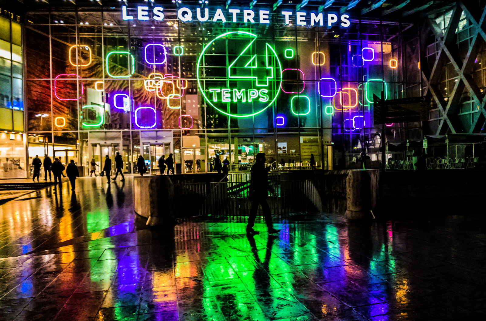 afspejling, lys, lilla, belysning, nat, by