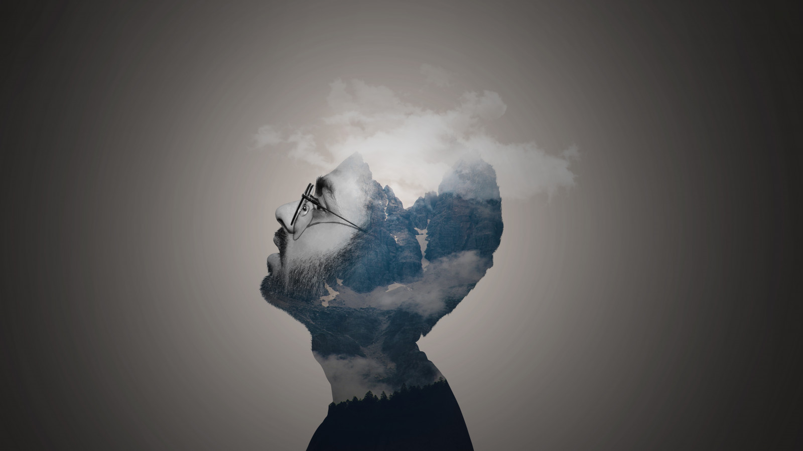 cloud, hand, eye, sky, flash photography, gesture, tree, ART, font, wing, facial hair, electric blue, cumulus, feather, beard, darkness, painting, rock, visual arts, meteorological phenomenon, monochrome photography, backlighting, shadow, reflection, illustration, monochrome, silhouette, graphics, drawing, portrait, astronomical object, graphic design, smoke, Transparent material