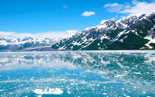landscape, mountains, sea, lake, nature, ice