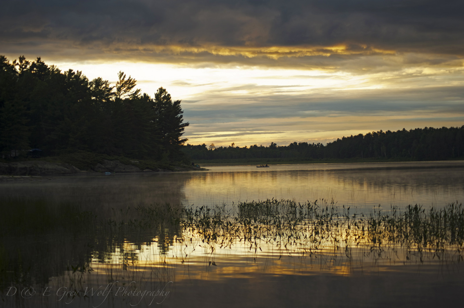 закат солнца, лагерь, озеро, Онтарио, Мир, каноэ, grundylakeprovincialpark