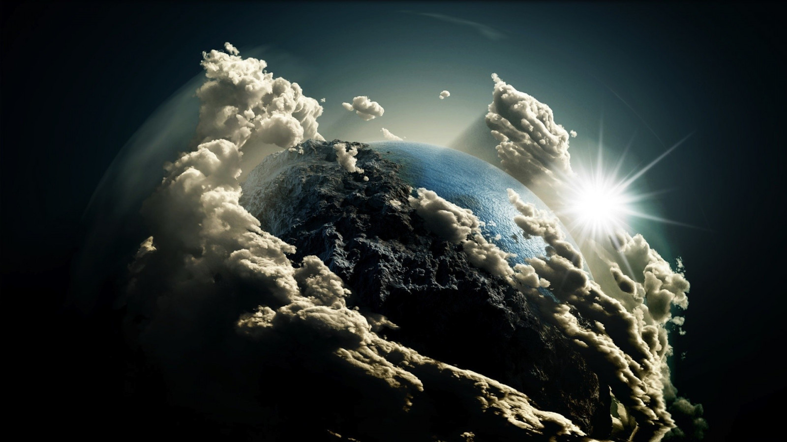 sollys, planet, plads, himmel, kunstværk, jorden, foto manipulation, Sol, måneskin, atmosfære, Sky, mørke, 1920x1080 px, atmosfære af jord, ydre rum, himmellegeme
