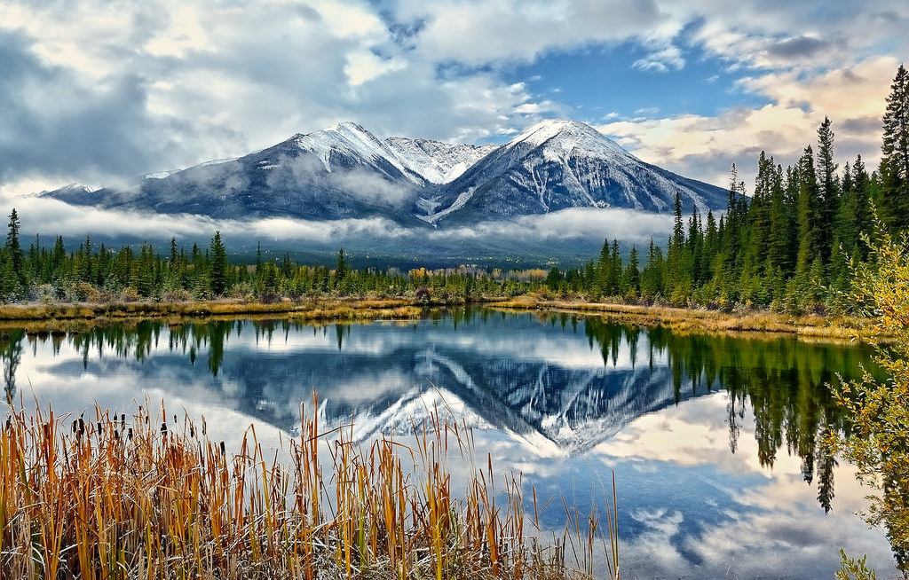 paesaggio, lago, acqua, natura, riflessione, erba, cielo, inverno, Alba, mattina, fiume, Parco Nazionale, natura selvaggia, stagno, Alpi, Alberta, Banca, paesaggio mount, tundra, riserva naturale, Banff, zone umide, nube, albero, foglia, montagna, alba, Esplorare, riflessi, alveo, prato, giorno, laghetto, montanaro, solstizio d'inverno, alba, sfondo del computer, morfologie montane, catena montuosa, famiglia di erba, fenomeno meteorologico, abbattere, solstizio, palude, elevazione, periodo natalizio, Vermillionlakes, Sundancepeaks
