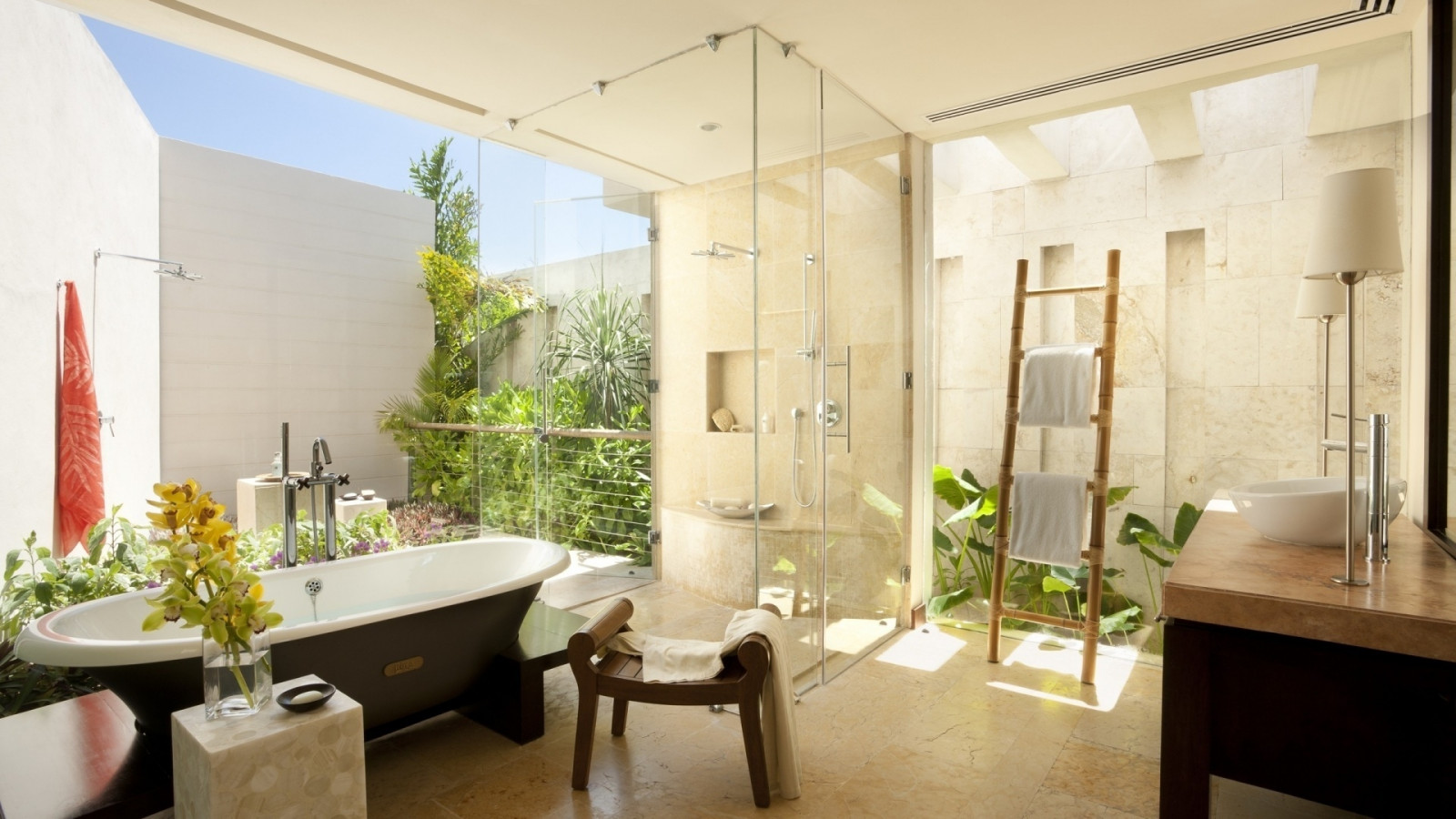 Wallpaper : glass, shower, interior design, towel, dining room, home, apartment, condominium ...
