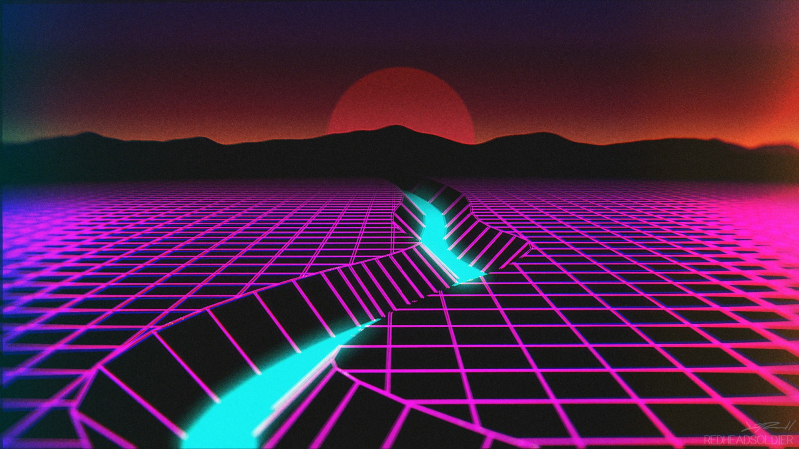 neon, odraz, horizont, atmosféra, New Retro Wave, synthwave, skeletové, barva, vlna, tvar, čára, Snímek obrazovky, počítač tapeta