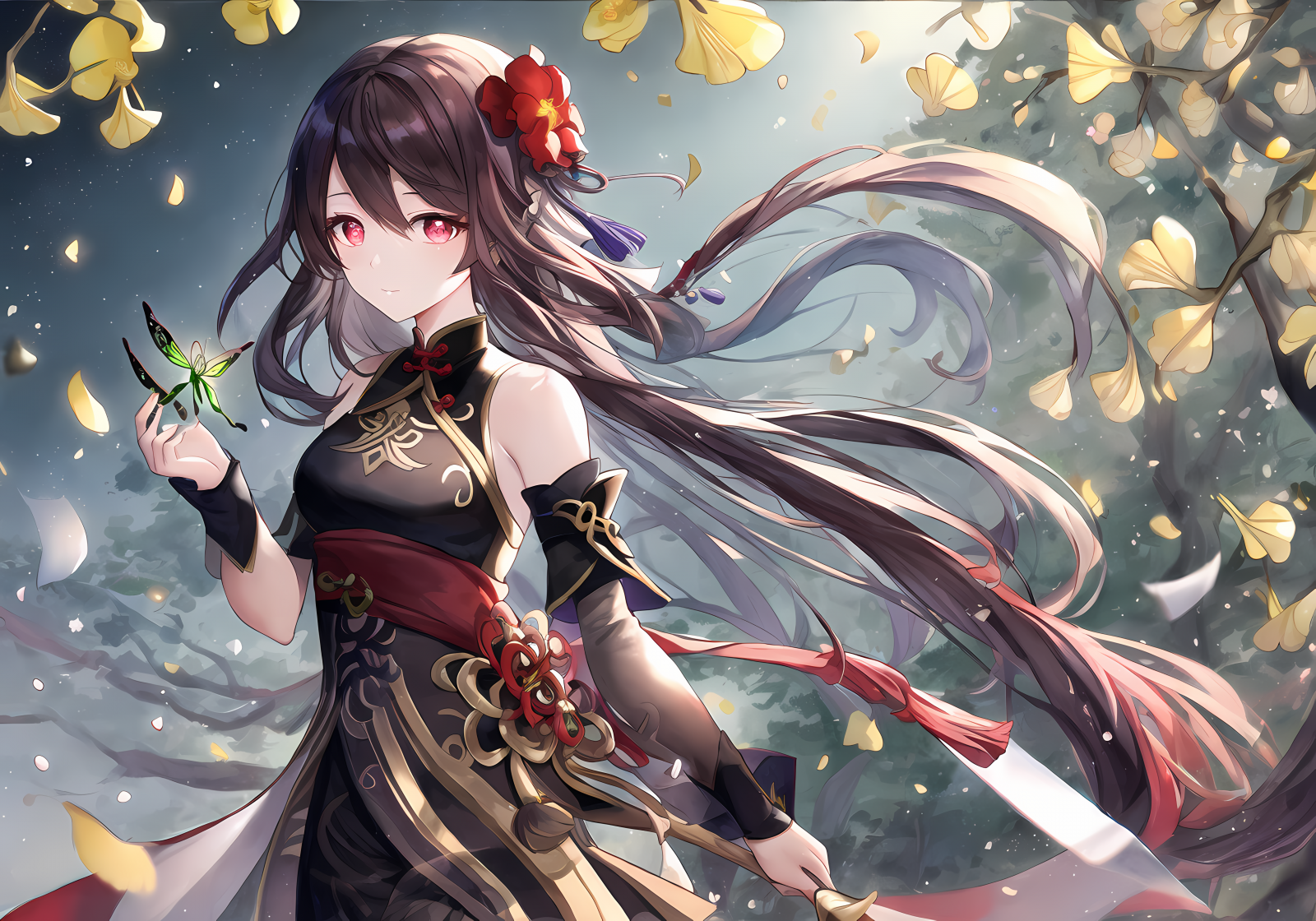 anime dívky, Genshin Impact, Hu Tao Genshin Impact, ai art