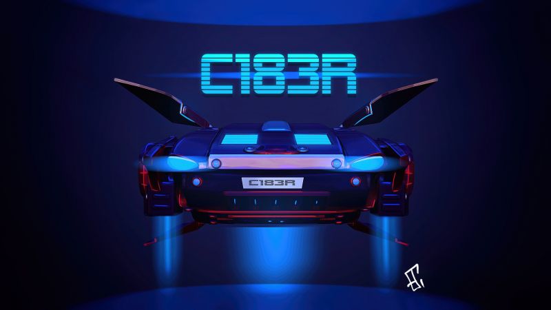 Cyberpunk, Sztuka cyfrowa, samochód, pojazd, futurystyczny Cyberpunk, Sztuka cyfrowa, samochód, pojazd, futurystyczny