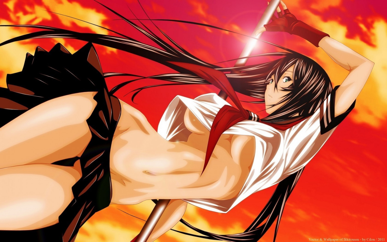 ilustrace, anime, anime dívky, kreslená pohádka, školní uniforma, Ikkitousen, Kanu Unchou, mangaka