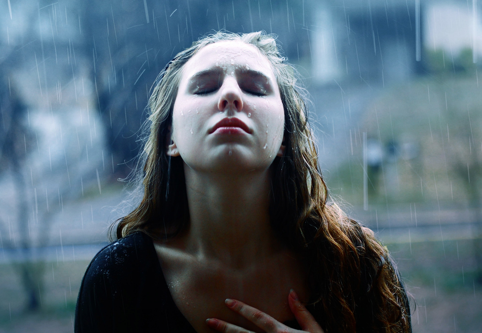 Wallpaper face, model, portrait, water, rain, photography, storm