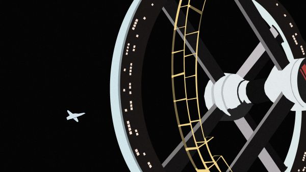 2001 A Space Odyssey, movies, space, digital art, science fiction, spacestation