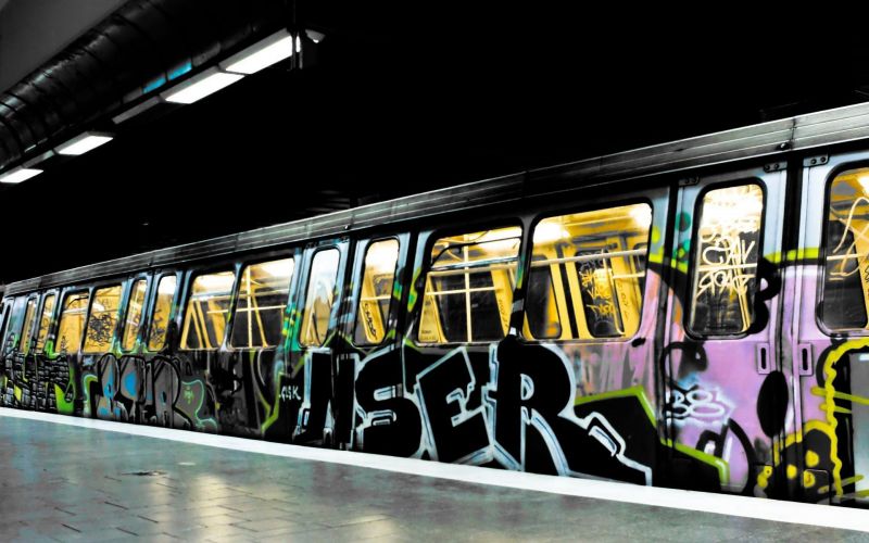 vozidlo, vlak, doprava, rychlá přeprava, grafiti, metro
