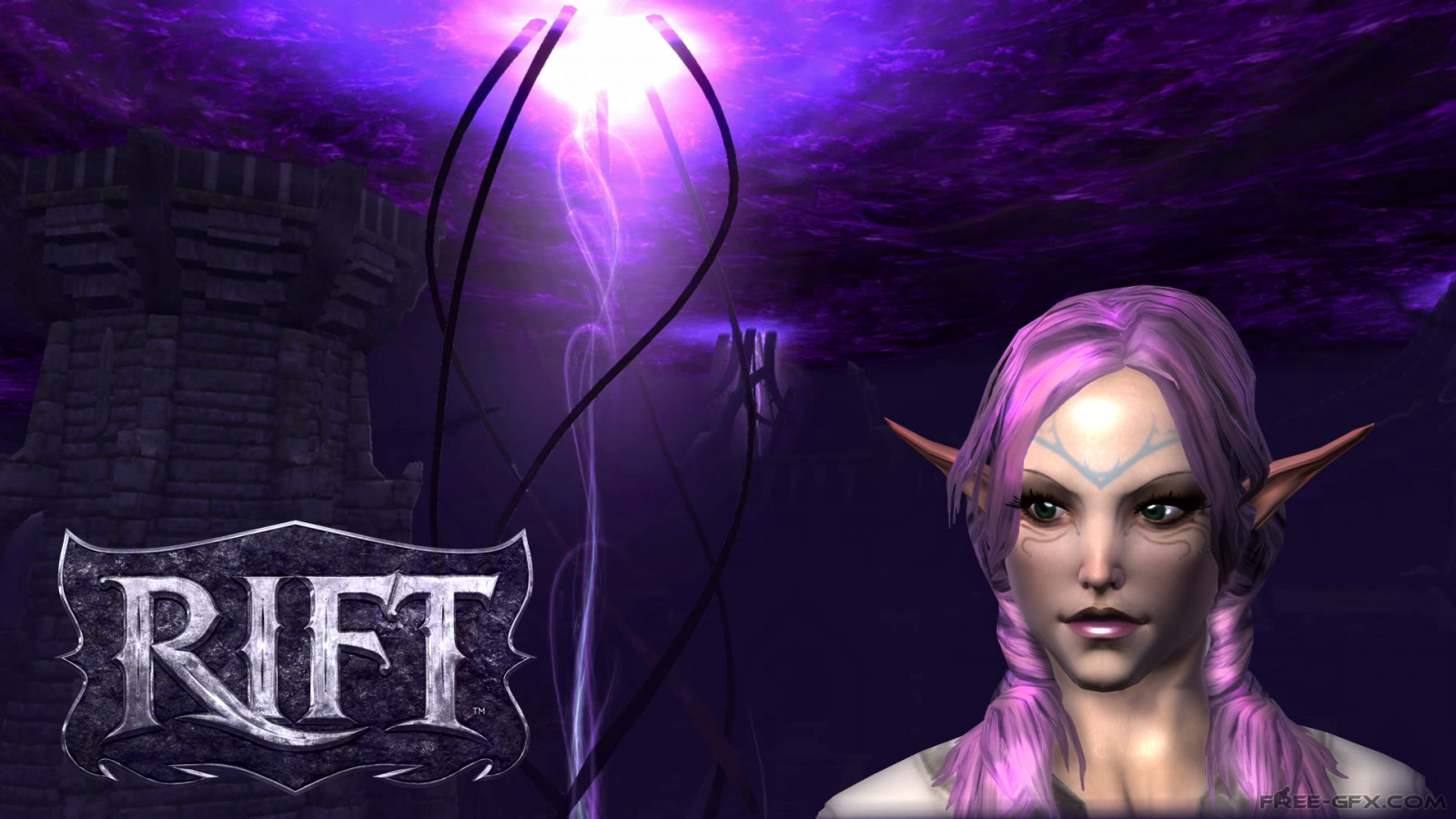 anime, MMORPG, půlnoc, Trhlina, tma, fantazie, Snímek obrazovky, počítač tapeta, fiktivní postava, zvláštní efekty, Trion světů