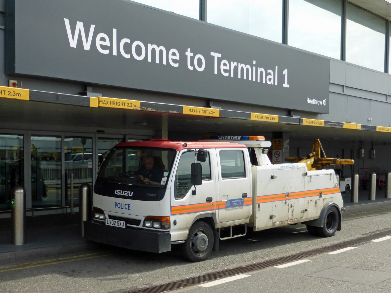 nákladní auto, 1, letiště, Heathrow, policie, terminál, vlek, metropolitní, Bfa, Izuzu