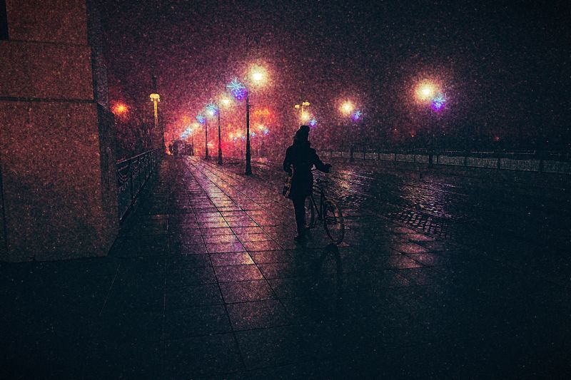 město, ulice, pouliční osvětlení, noc, městský, odraz město, ulice, pouliční osvětlení, noc, městský, odraz