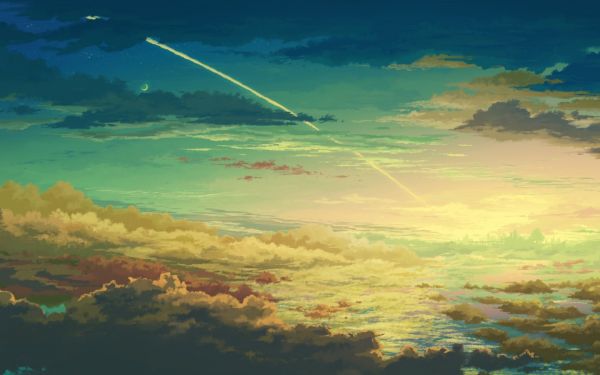 sunlight,sunset,sky,artwork,clouds,sunrise