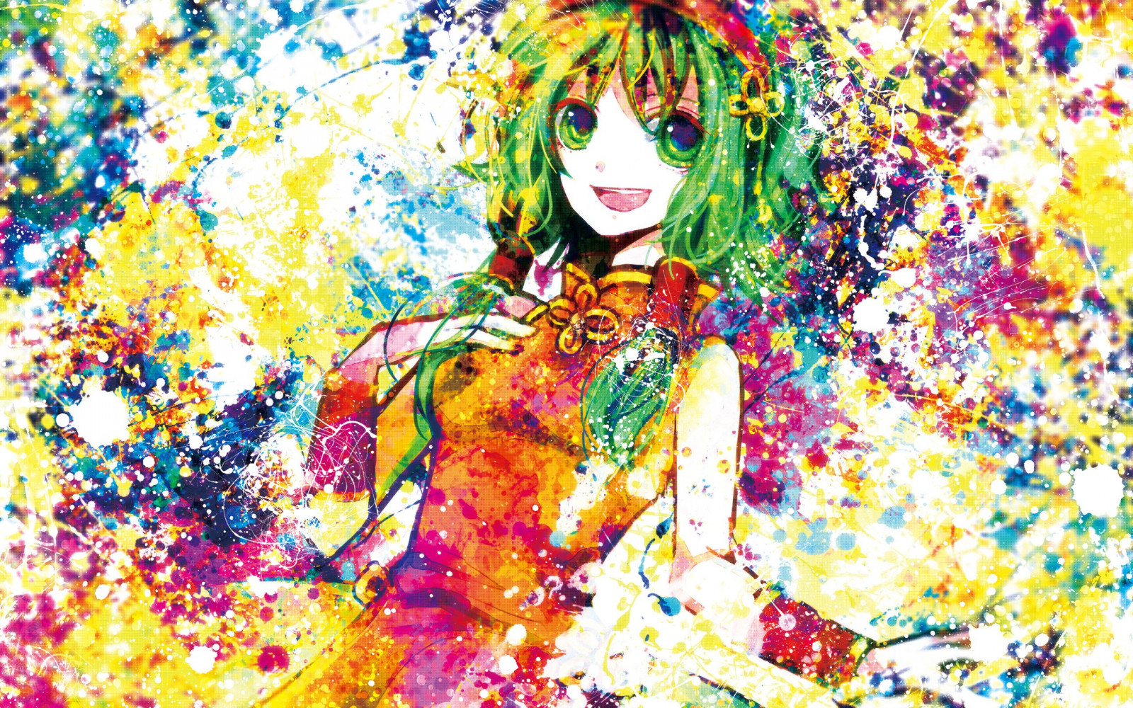 illustration, anime, Anime piger, Vocaloid, Megpoid Gumi, KUNST, moderne kunst, psykedelisk kunst, barnet kunst