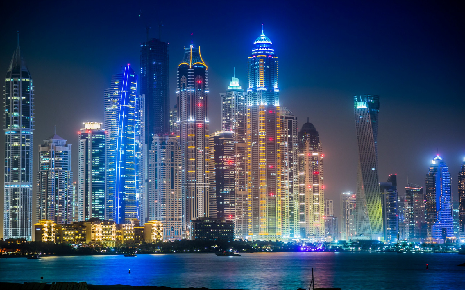 Wallpaper lights, city, cityscape, night, reflection, skyline