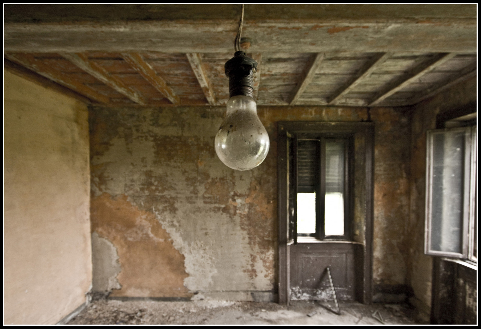 strop, stěna, nosník, okno, zřícenina, Dům, fasáda, omítka