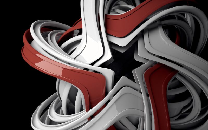 zwarte achtergrond, abstract, rood, CGI, band, zilver zwarte achtergrond, abstract, rood, CGI, band, zilver